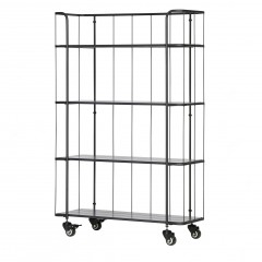TROLLEY BLACK WITH BLACK WOOD SHELVES 